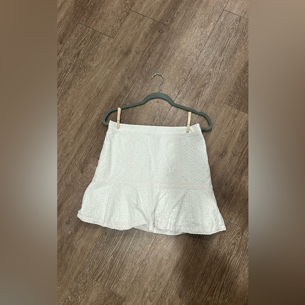 Vineyard Vines Womens White Summer Stretch Knit Eyelet Cotton Flare Skirt Size 6